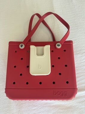 BOGG BAG Red Tote with White Removable Phone Pocket